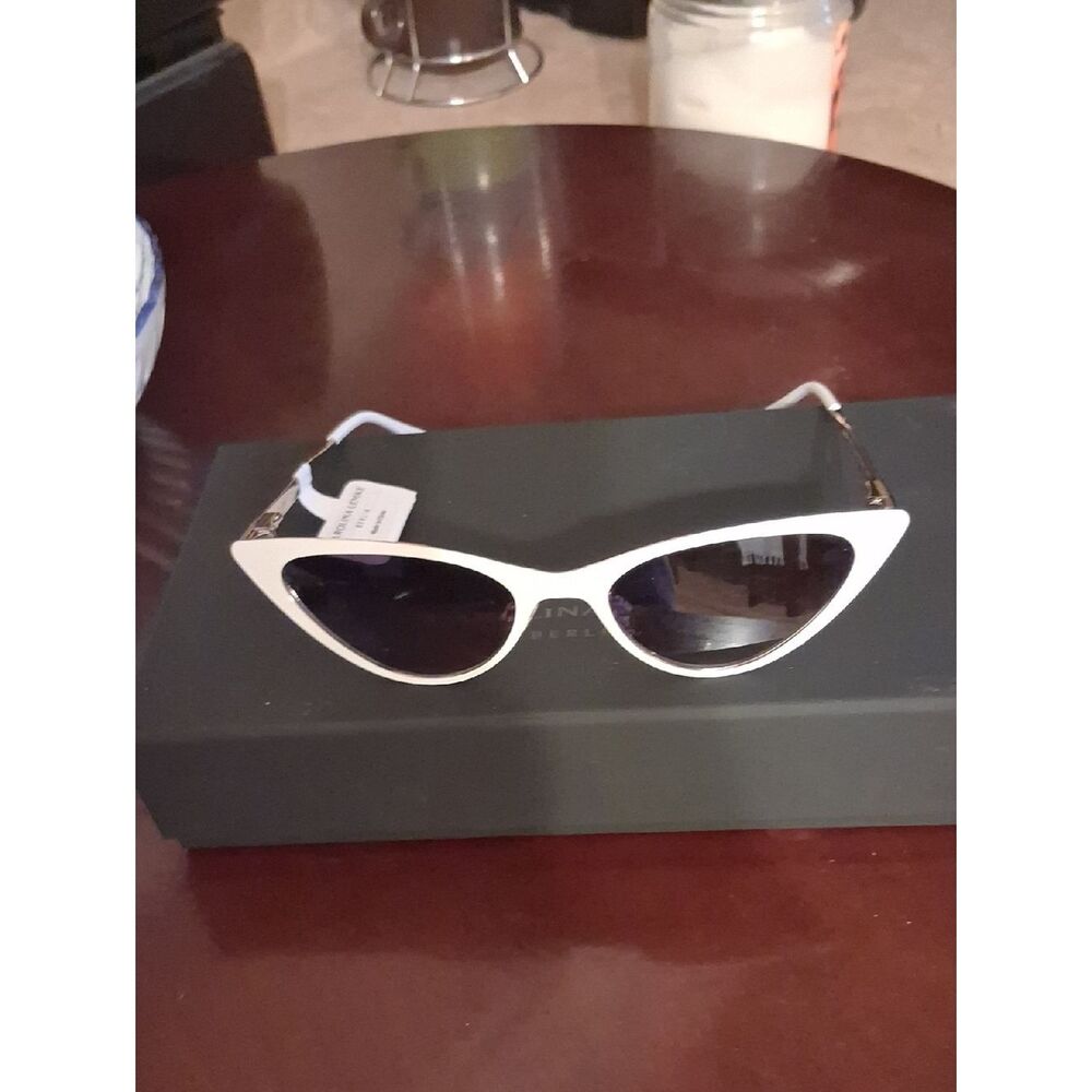 Carolina Lemke Berlin Sunglasses White And Gold New With Box, Bag, Dust Cloth